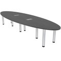 Skutchi Designs 10 Person Oval Conference Room Table, Electric And Data, Silver Post Legs, 12x4, Asian Night H-OVL-46143PT-AN-EL
